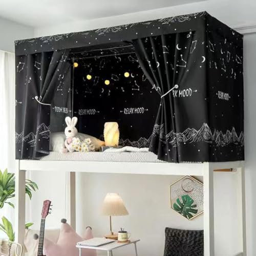 Treer Bettvorhang Hochbett, Etagenbett Blackout Vorhänge Staubdicht Betthimmel Hochbett Kinder Bettzelt Schlafsaal Bettvorhänge Schlafzimmer Studentenwohnheim (1.2m 2 Stück,Mond)