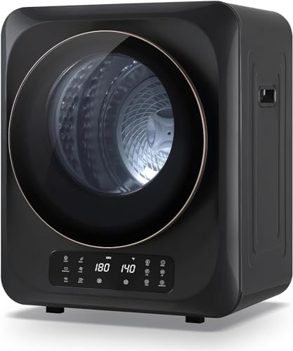 VBVARV Secadora De Ropa Portátil para Apartamentos Lavandería Compacta Eléctrica Secadora De Ropa con Bañera De Acero Inoxidable para Apartamentos, Dormitorios, RV,Negro