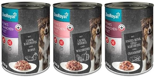 ZooRoyal Feines Hähnchenfilet Mixpaket 9x400g - Ohne Getreide, Zucker, Farb- und Aromastoffe, Konservierungsmittel - Für Hunde aller Rassengrößen - 3.6 kg