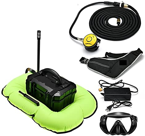 ZHELLY Tauchausrüstung, Tauchventilator, Intelligentes Subversion-Upgrade, Tauchausrüstung, Atemschutzmaske, Sauerstoff, Angeln, Künstliche Fischkiemen (Color : Black+Green, Size : D4000)