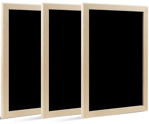 3 Stück Kreidetafel Mit Holzrahmen - Kleine Schwarze A4 Tafeln 20x30cm Zum Beschriften - Für Outdoor, Kinder, Buffet, Hochzeit, Party, Schule