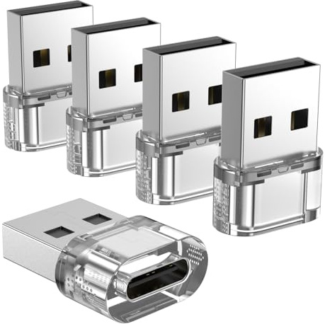 USB to USB C Adapter 5 Pack,USB C Female to A Male Charger Converter Compatible with Apple Watch Ultra iWatch,iPhone 16/15/ Pro Max Plus,iPad,Samsung Galaxy S23,Car, Laptop,Charger, Quest Link, etc.