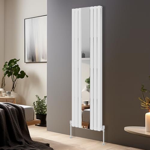 Blümme Vertical Mirror Radiator Designer Oval Panel Central Heating Radiators White Double Column - 1800x500mm