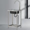 Fregadero Exterior Lavadero Pila Exterior Jardin Fregadero De Acero Inoxidable Independiente con Grifo Y Estantes De Almacenamiento Fácil De Montar Lavabo Portatil para Jardín Lavadero