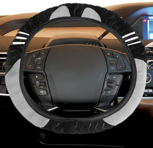 Lenkradbezug,Lenkradbezug Auto,Autozubehör Innenraum,Lenkradbezug Plüsch, Anti Rutsch,Universal Größe,für Auto/Jeep/SUV(38cm,Grau)