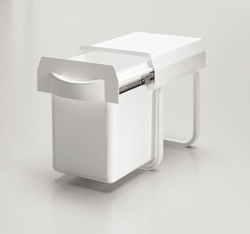 Generico Poubelle de cuisine sous vasque (1 seau) 16 litres pour meuble de taille minimale 30 cm (Blanc)