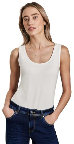 Street One Damen Basic Top in Unifarbe, Off White, 44