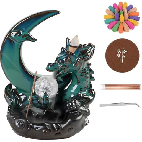 Chililon Bruciatore di incenso, Portaincenso Bruciatore a Riflusso, Backflow Incense Holder, Ornamento in Ceramica per Aromaterapia Decorazioni, Craft Handmade, per Casa e Ufficio Yoga, Spa