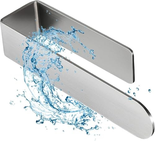 Foanlerck 22CM Selbstklebend Geschirrtuchhalter Spültuchhalter 304 Edelstahl Handtuchhalter ohne Bohren Schwarz Küche Wand Handtuchstange ohne Bohren Bad Towel Holder Spüllappenhalter, Silber