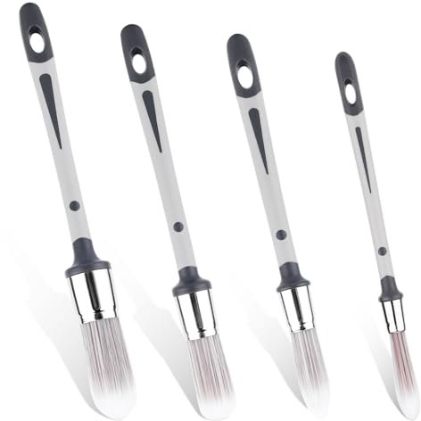 4pcs Pinceau Rond à Rechampir, Pinceaux Ronds Peinture Mur avec Manche Antidérapant Outil Polyvalent et Durable pour l'Application de Gel Gesso Acrylique Colle Vernis