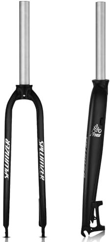 JNTFNE Fourche Rigide pour VTT 26 27,5 29 en Alliage d'aluminium Fourche de vélo 1-1/8'' Tube Droit Frein à Disque Vélo Fourche Avant à dégagement Rapide 9 * 100 mm (Noir, 29 Pouces)
