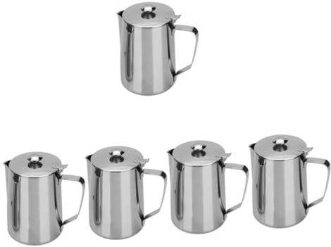 Gatuida 5piezas Jarra Inoxidable Para Espumar Leche Pitcher Para Hacer Latte Art y Cappuccino Para Máquinas De Café y Cocinas De Inducción