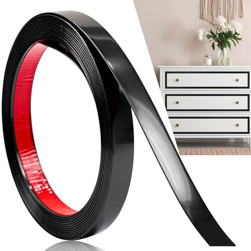 Moulure décorative en métal brossé - 1,1 mm - 6 m x 2 cm - En acier inoxydable - À décoller et à coller - Pour cheminée, cadre de miroir, meubles et décoration de la maison - Noir