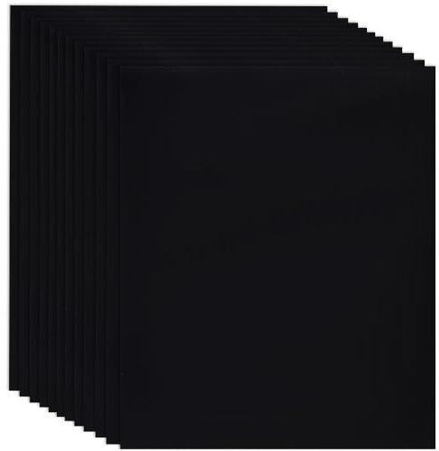 SOFPLATE 12 Hoja de Vinilo de Transferencia Térmica HTV, PVC Negro, Diseño Rectangular de 12 x 10cm, Paquete de Tinta de Sublimación para Tela, Accesorios para Camisetas, Sombreros, Ropa, Manualidade