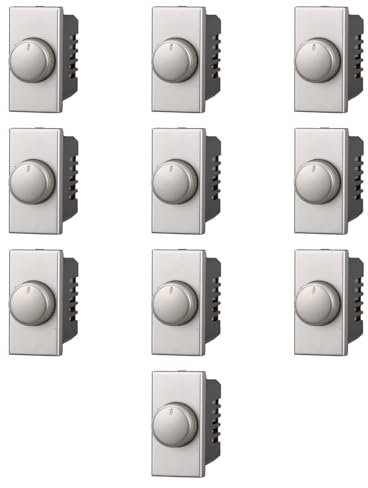 10x Dimmer, regolazione 100W-1000W, Moduli grigi, grigio, Compatibile Con BTicino Axolute, frutti, interruttori, pulsanti, deviatori, dimmer, sensori, PIR, buzzer, Per Placche originali e compatibili