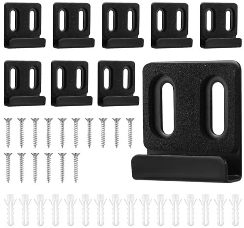 Gosknor 8pcs Metal Mirror Hanger Clip Kit, Heavy Duty Mirror Wall Hook Mount with Screws & Expansion Plugs Frame Fittings Hardware Holder Bracket for Frameless Displays Tile Billboard(Black)