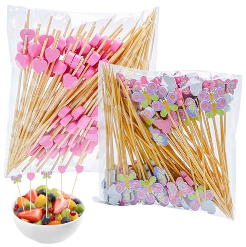 Mlysnd Spiehe Fingerfood, 200 lustige Cocktailspiebee (12 cm), perfekt für Partys, Picknicks, Kinder, Snacks und Dessertdekorationen (A)