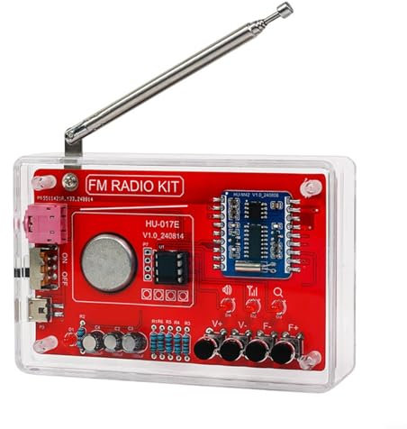 FM Radio Kit Soldering Practice Kit, Soldering Practice Kits 87-108MHz Circuit Board Electronic Soldering Practice Set With 3.5mm Audio Jack For Beginners ﻿(With Case)