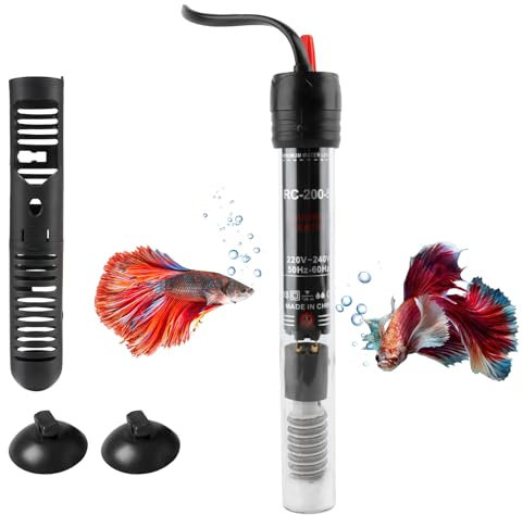 Chauffage d'Aquarium 50W,Résistance Aquarium avec Thermostat 20-34℃,Température Réglable Chauffe-Aquarium avec Ventouse,Chauffage en Verre Submersible pour Réservoir de Poissons et Tortues 10L-60L