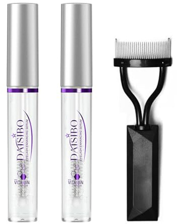 2 Stück Wimpernserum, Natürliches Wimpernwachstumsserum für längere, dichtere & vollere Wimpern, Veganes Lash Serum mit Biotin & Peptiden, 5ml
