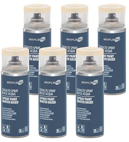 SIMPLETEK - 6X Bomboletta Vernice Spray Bianco Perla Base Acqua Smalto Multimateriale Legno Plastica Metallo RAL 1013 B4001013 (6 pezzi)