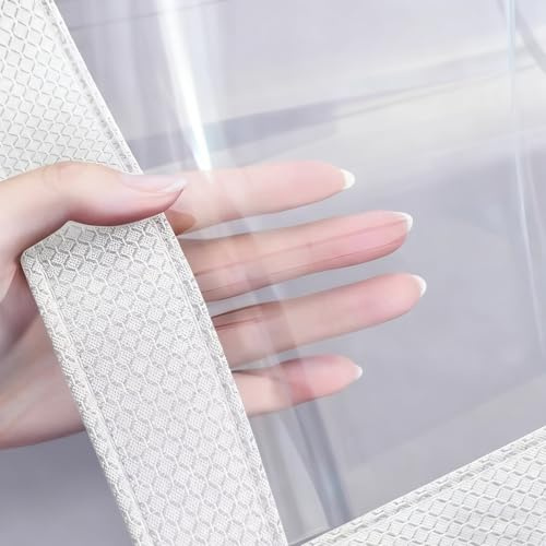 Transparente Thermo Cover Fenster Isolierfolie, 70 120 150 210 400 1000 cm Wiederverwendbar Thermofolie Fenster, Winter Kälteschutz Wärmefolie mit Klettverschluss(Weiß,110x120cm)