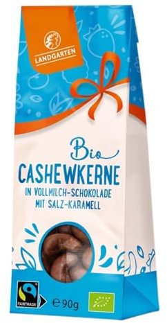 Landgarten Cashews in Vollmilch Schokolade, mit Salz Karamell, 90g
