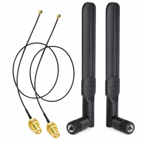 2 Stück WLAN Antenne RP SMA, 2,4GHz 5GHz 5,8GHz Antenne 8dBi RP SMA Antenne mit UFL IPEX zu RP SMA Kabel 15cm für Intel WLAN Karte Router Wireless Netzwerk Antenne Dualband Signalverstärker