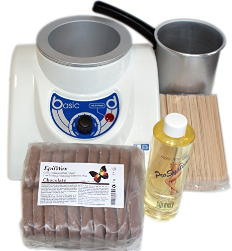 EPILWAX - Kit Epilation Complet à la Cire Chaude Pelable en Perles - Chocolat - 1kg - Cuve 800 ml - 1 Unité