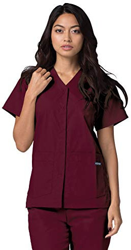 Adar Universal Blouse Médicale Femme - Tunique avec Boutons Pressions - 604 - Burgundy - S