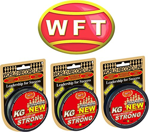 WFT KG Strong 300m 0,18mm 22kg, geflochtene Schnur, Meeresschnur, Angelschnur, Geflechtschnur, Farbe:Gelb