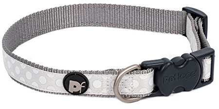 Petface Tonal Dots Print Dog Collar, Large, Light Grey