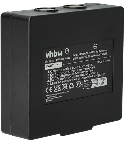 vhbw 1x Akku kompatibel mit Hetronic Mini 68300990 | Mini 68300940 Industrie-Funkfernsteuerung Fernbedienung (2000 mAh, 3,6 V, NiMH) - Schwarz