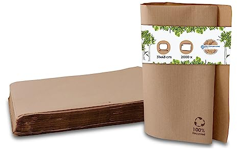BIOZOYG Papiertischset aus Recyclingpapier I Platzdeckchen eckig Tischset Platzset Papier 2000 Stück ungebleicht I Einweg Esstisch Unterlage für Teller Besteck Tassen Papierplatzsets 31x43 cm braun