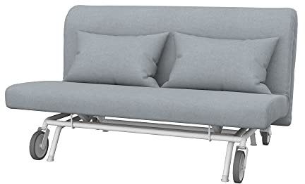 Soferia Sofabezug Kompatibel Mit PS 2er-Bettsofa Sofaüberzug Sofaüberwurf Sofaschoner Cover Wasserabweisend Fleckschutz Softi Grau