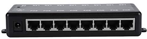 DC12V-48V Passive PoE Adapter with 8 Interfaces, Professional 8 Port Gigabit Ethernet PoE Switch for PC/Hub/Switch/Router Compatible with Ethernet Cable/Robust Plastic