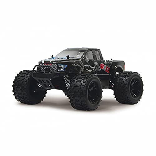 JAMARA Skull Monstertruck 1:10 4WD NiMh 2,4GHz – spritzwassergeschützt, Differential/Welle/Achse aus Stahl, Öldruckdämpfer, schmutzgeschütz und gekapseltes Getriebe, kräftiges Lenkservo