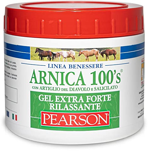 PEARSON Arnica 100'S - Árnica para Caballos, Gel extrafuerte Relajante [500ml]. Crema de árnica, Gel Fuerte con Garra del Diablo y mentol. Pomada antifatiga y Relajante