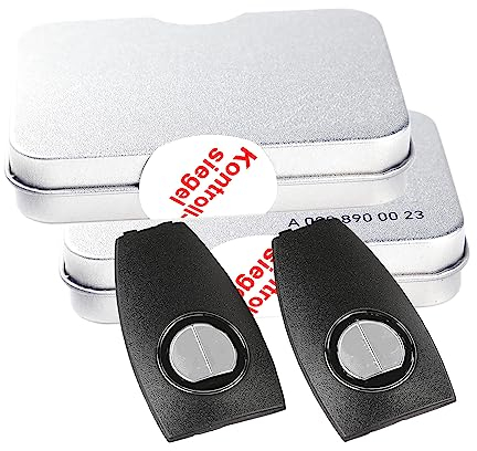 BEYEE 2-Pack verchromtes Metalla bzeichen Schlüsselcover A0008900023 Kompatibel für C-Klasse, E-Klasse, S-Klasse, GLA-Klasse, GLC-Klasse, GLE-Klasse, AM/ GT (2 pcs)