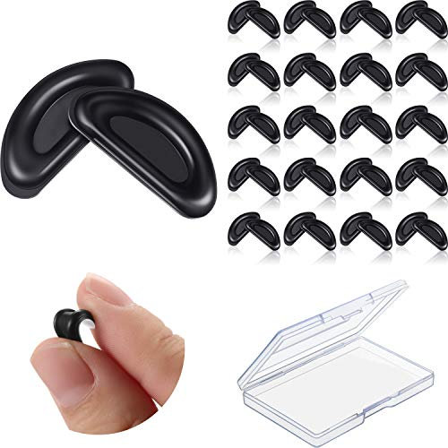 24 Pairs Adhesive Eye Glasses Nose Pads, D Shape Stick on Anti-Slip Soft Silicone, Adhesive Nose Pads Glasses Nose Pad for Glasses, Eyeglasses and Sunglasses, 15 x 6 x 1.5 mm (Nero)