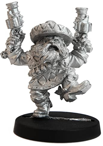 Stonehaven Miniatures Male Dwarven Gunslinger Miniature Figure, 100% Pewter Metal - 35mm Tall - (for 28mm Scale Table Top War Games) - Made in USA