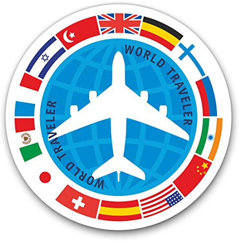 Vinyl-Aufkleber (Set mit 2 Stück) 10 cm – Weltreisen-Flaggen Flugzeug Reise Icon Aufkleber für Laptops, Tablets, Gepäck, Scrapbooking, Kühlschränke, 4348