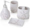 Baroni Home Set 4 pezzi in ceramica da bagno Bianco Conchiglie. Include dispenser, portaspazzolino, bicchiere e portasapone
