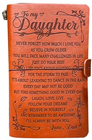 WOWOWO Tagebuch Notizbuch Leder Skizzenbuch Handmade Journal Notizbuch Tagebuch Hand Konto an Meine Tochter