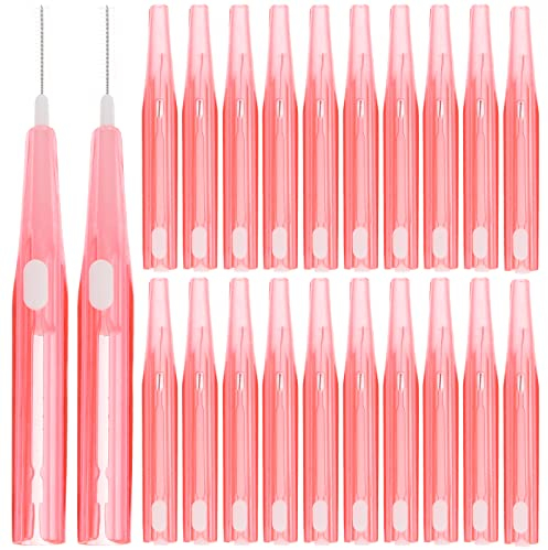 HEALLILY 30Pcs Interdental Brush Tooth Cleaner Toothpick Flossing Head Between Teeth Brush Interdental Brush Dental Flosser Tooth Cleaning Tool Pink