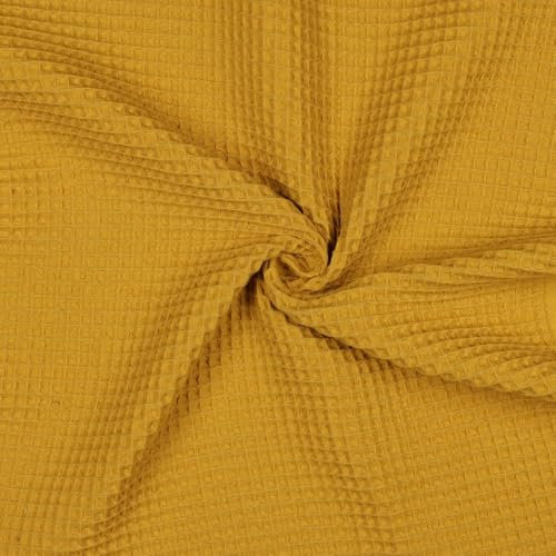 VmG-Store Waffelpique Meterware Waffel Stoff 100% Baumwollstoff Tex 100 (033 I Ocker, 50 x 150cm)
