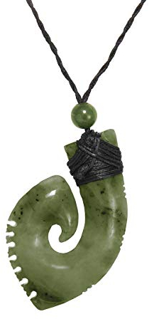 81stgeneration Anhânger Halskette Maori HEI Matau Handgeschnitzte Nephrit-Jade für Herren und Damen