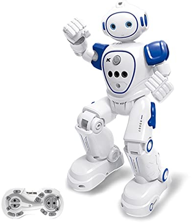 WEECOC Intelligenter Roboterspielzeug Gestensteuerung Ferngesteuerter Roboter Kinderspielzeug zum Geburtstag singen tanzen sprechen Zwei laufende Modelle (Blau)