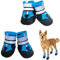 NeuWee Hundeschuhe, 4er-Set wasserdichte Hundeschuhe Anti-rutsch Hundestiefe mit reflektierendem Riemen, Regenschuhe Hundestiefel Pfotenschutz für Kleine Mittelgroße Große Hunde (XXL, Blau)