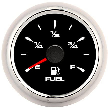 Aramox Tankanzeige, Kraftstoffstandsanzeige, 2in 190ohm Tankanzeige Digitalanzeige 8 Farben Hintergrundbeleuchtung für 12V/24V Motorrad Auto Yacht(Schwarzes Zifferblatt mit silbernem Rahmen)